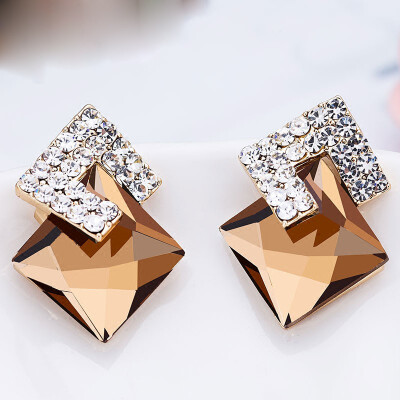 

Fashion earrings 925 silver earrings wild temperament diamond shaped crystal earrings