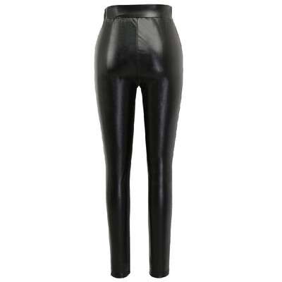 

Sexy Women Pu Wet Look Faux Leather Stretchy Leggings Elastic Waist High Rise Skinny Pants Trousers Jeggings Black