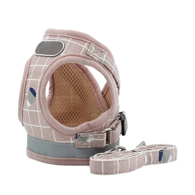 

Dog Cat Harness Pet Adjustable Reflective Vest Harness Walking Lead Leash Set For Puppy Plaid Harness For Small Medium Dog