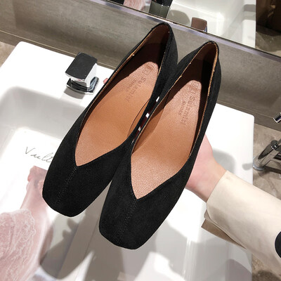 

Grandma shoes spring retro shallow square head thick heel fairy wind shoes Joker night shoes