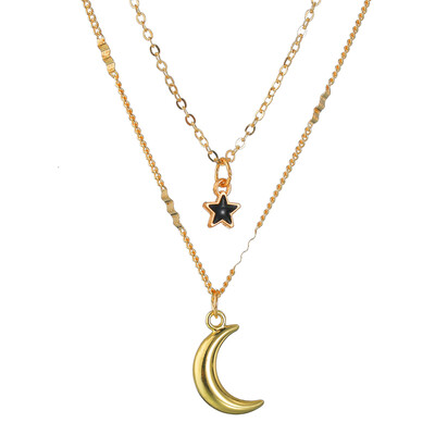 

Multiple Styles Trendy Cross Heart Moon Necklaces For Women Charm Gold Chain Necklace Collier Multicouche Female Party Jewelry