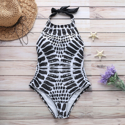 

Saidsome Women Backless Print Bandage One-Piece Bikini Push-Up Swimwear Bathing Beachwear