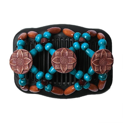 

Retro Wooden Beads Magic Hair Comb Double Row Hairpin Insert Women Hairstyle Clip
