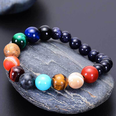 

Solar System Planets Bead Bracelets Natural Stone Yoga Chakra Bracelets For Women Men Couple Jewelry Gifts