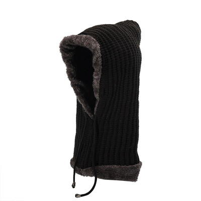 

Tailored Men Women Warm Crochet Winter Plus Velvet Thickening Slouchy Siamese Collar Hat