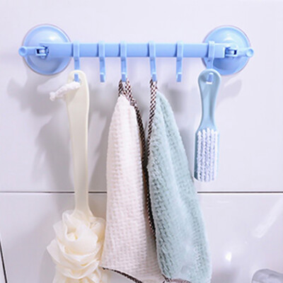 

Locking type suction cup Bathroom Kitchen Wall Mounted Towel Rack 6 hook