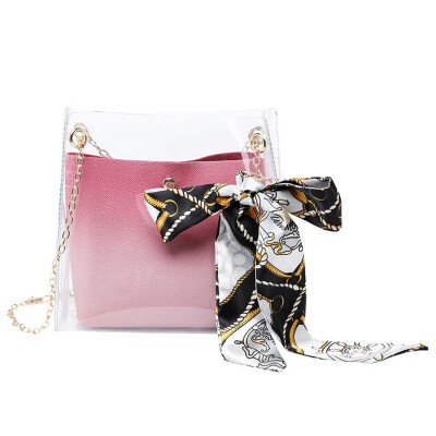 

2019 Fashion Transparent PVC Messenger Bags Women Clear Cross body Jelly Summer Beach Bag Chains Handbag T20