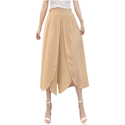 

Gobestart Fashion Womens Plus Size High Waist Loose Casual Pants Wide Leg Chiffon Trousers