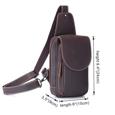 

Tailored Mens Retro Leather Chest Bag Sports Messenger Bag Crazy Horse Leather Bag