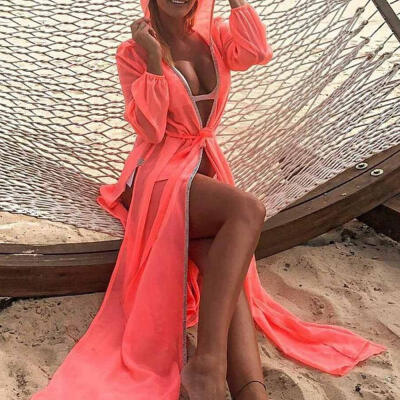 

Women Chiffon Kimono Beach Cardigan Bikini Cover Up Wrap Beachwear Long dress