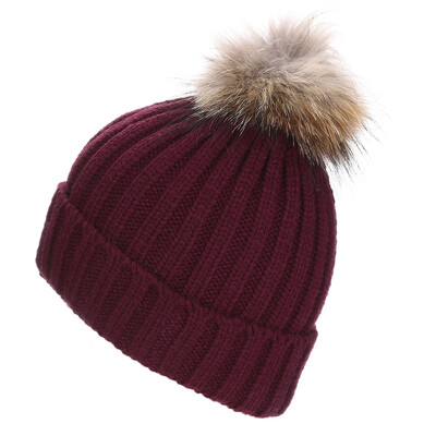 

2016 Fashion Winter Raccoon Fur Hat Real Fur Pompom Caps Hat