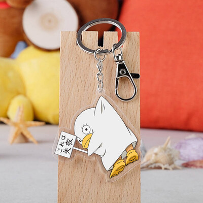 

1pcs Anime Keychain GINTAMA Silver Soul Takasugi Shinsuke Gintoki Kagura Sadaharu Pendant Doubleside keychain keyRing