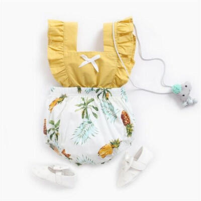 

US New Pineapple Print Romper Bodysuit Jumpsut Nweborn Infant Baby Girl Clothes