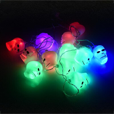 

16LEDs String Lights Pumpkin Skull Ghost Sunny Doll Shape Night Light Indoor Outdoor Lamp Halloween Christmas Holiday Party Decor