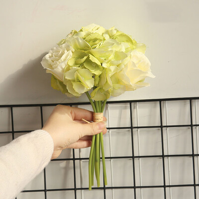 

Toponeto Range Rose Hydrangea Flowers Bouquet Bunch Home Wedding Party Gift Deco