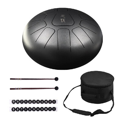

10 Inch Steel Tongue Drum Handpan Drum Hand Drum 11 Tones Percussion Instrument with Drum Mallets Carry Bag Note Sticks for Medita