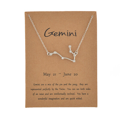 

Fashion Jewelry Zodiac Crystal Star Sign 12 constellation Pendant Necklace For Women