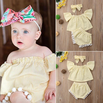 

3PCS Toddler Kids Baby Girls T-shirt TopsShort Pants Summer Outfits Clothes Set