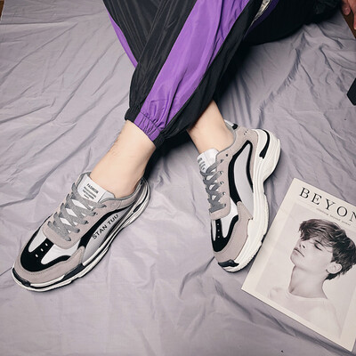 

2019 new summer ins super fire mens shoes Korean version of the trend of Harajuku style increased sports old white shoes