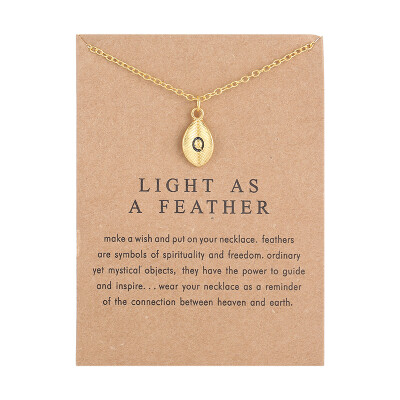 

New Arrived Leaves Light As A Feather Personality 26 English Letters Alphabet Necklace Alloy Pendant