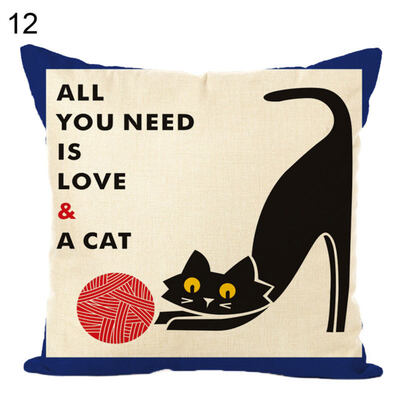 

Cute Cat Printed Soft Throw Pillow Case Cushion Cover Sofa Bed Car Home Decor
