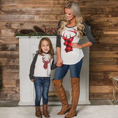 

Mother & Daughter Family Matching Women Girl Christmas Deer Tops Clothes Outfits