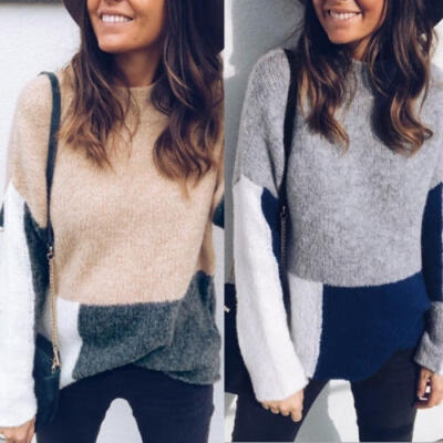 

Fashion Womens Long Sleeve Sweater Knit Jumper Pullover Tops Blouse Jumper