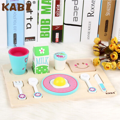 

Siaonvr Kids Wooden Breakfast Set Pretend Play Cooking Playset Toddler Wood Food Toys