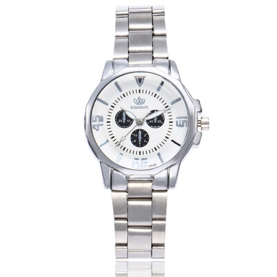 

Womens three-eye steel belt new watch simple scale Rui