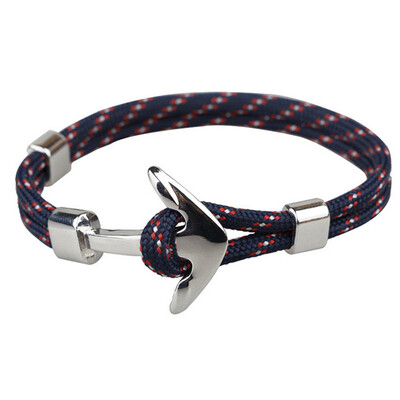 

New Black Anchor Bracelet For Men Fashion Handmade Charm Braclet Jewelry Male Accessories