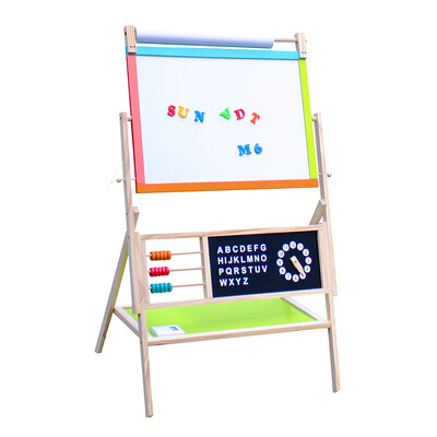 

Ktaxon Double Sided Creative Magnetic WhiteBlack Boards Wooden Kids Art Education Easel with Accessories
