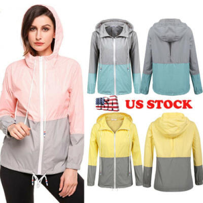 

US Women Waterproof Windbreaker Zip Jacket Hoodie Sports Riding Outwear Coat