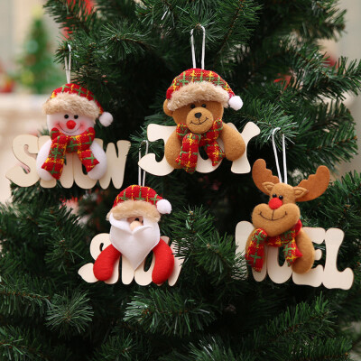 

Tailored 4Pcs Christmas Ornaments Gift Santa Claus Snowman Tree Toy Doll Hang Decorations