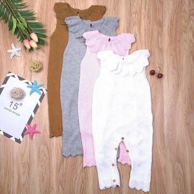 

Infant Baby Girl Sleeveless Jumpsuit Knitted Ruffle Romper Clothes Outfits 0-18M
