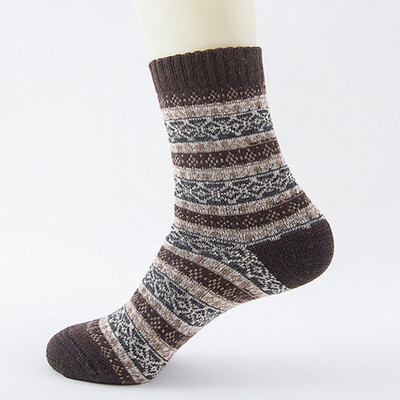 

1Pair Vintage Ethnic Thick Men Wool Socks Knit Rabbit Socks Warm Winter Christmas Socks