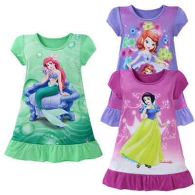 

Summer Kids Girls Cartoon Mermaid Princess Cotton Dress Tutu Dress Party Costume