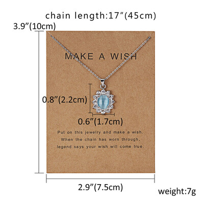 

Card Jewelry Natrual Stone Pendants Circle Necklace For Women Crystal Geometric Leaf Flower Necklaces Fashion Mothers Gift