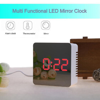 

Multifunctional Plastic Mirror LED Night Light Thermometer Digital Wall Clock Lamp Alarm Clock