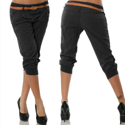 

Tailored Women Summer Elastic Waist Boho Check Pants Baggy Wide Leg Plus Size Yoga Capris