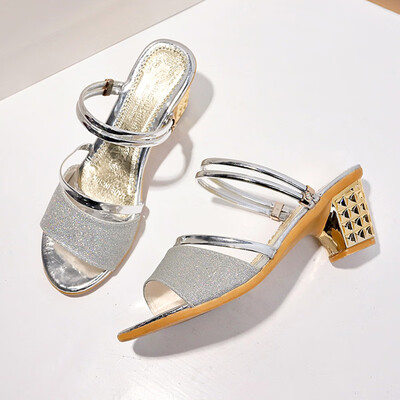 

Sandals Women Wear Small Fresh Rough-heeled Fashion Korean Version Two Sandals&High-heeled Womens Sandals in Summer