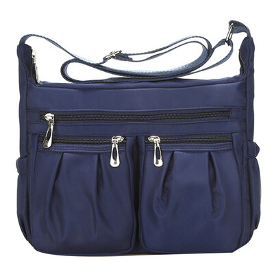 

Women Solid Color Multi Pockets Waterproof Oxford Cloth Crossbody Shoulder Bag