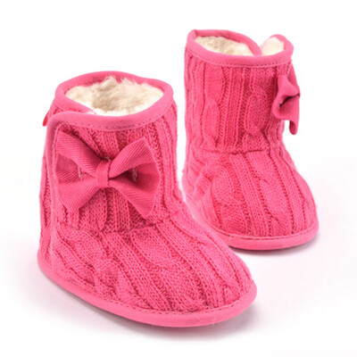 

New Baby Girls Winter Snow Boots Infant Solid Bowknot Shoes Prewalker