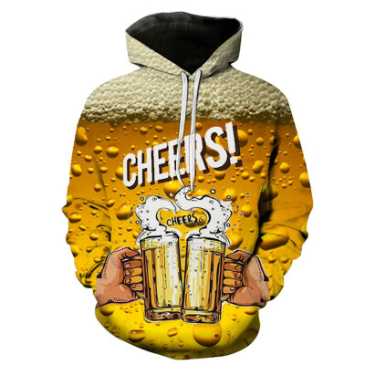 

Toponeto Mens Casual Long Sleeve Beer Festival New Style 3D Printing Hoodies Sweatshirt