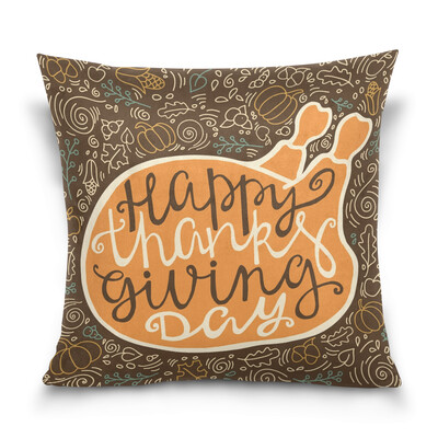 

ALAZA Thanksgiving Throw Pillow Cover 16 X 16 inch Cushion Cover with Poster For Thanksgiving Printed Pillowcase