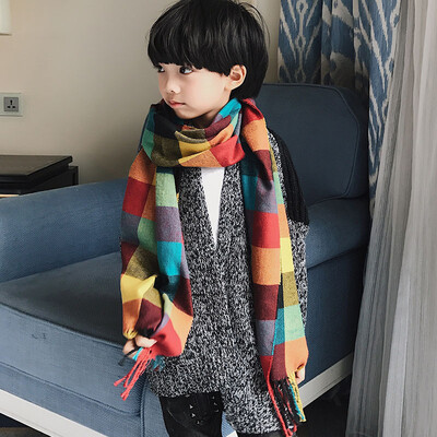 

Variety parent-child scarf autumn&winter new imitation cashmere childrens plaid scarf plaid pattern contrast color matching shawl wholesale