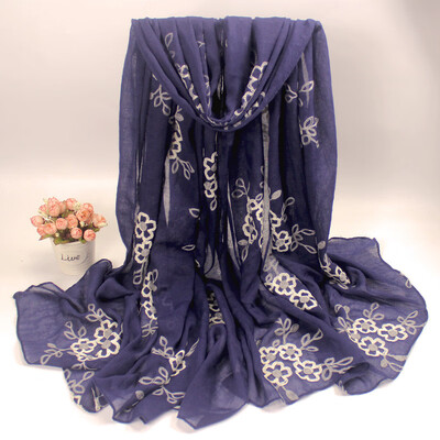

Spring&Autumn plum blossom hand-embroidered silk scarf cotton scarf dual-use summer sunscreen female shawl national style literary fan