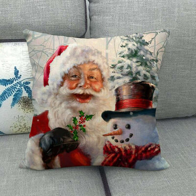 

New Christmas Cotton Linen Cushion Cover Santa Claus Pattern Square Pillow Case Xmas Sofa Car Decor 2020