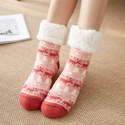 

1Pair New Winter Socks Woman Home Slippers Socks Indoor Shoes Socks Warm Cotton Slipper Plush Socks