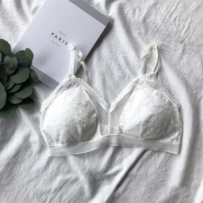 

Sexy Lingerie Women Bra Push Up Black White Lace Bralette Intimates Floral Lace Top Triangle Cups Plus Size Bra Female