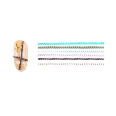 

6 GridBag 3D Metal Nail Art Decoration Gold Metal Chain Beads Line Multi-size DIY Manicure Nail Jewelry Decoration